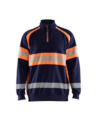 FELPA CON MEZZA ZIP HIGH VIS BLU/ARANCIO BLAKLADER